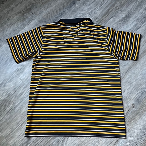 Majestic Mens Medium Black & Yellow Striped Polo Shirt NFL Pittsburgh Steelers - Picture 7 of 7